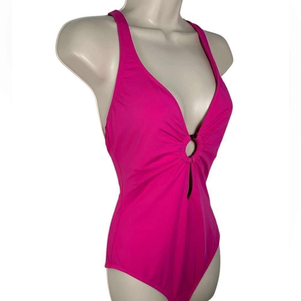 Bleu Rod Beattie Pink Punch Ring Me Up Cross Back One Piece Swimsuit - Picture 3 of 9